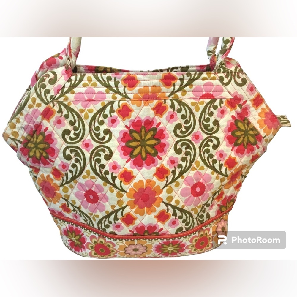 Vera Bradley Alice Folkloric Bag Pink Yellow Retired Quilted Purse - Picture 2 of 11